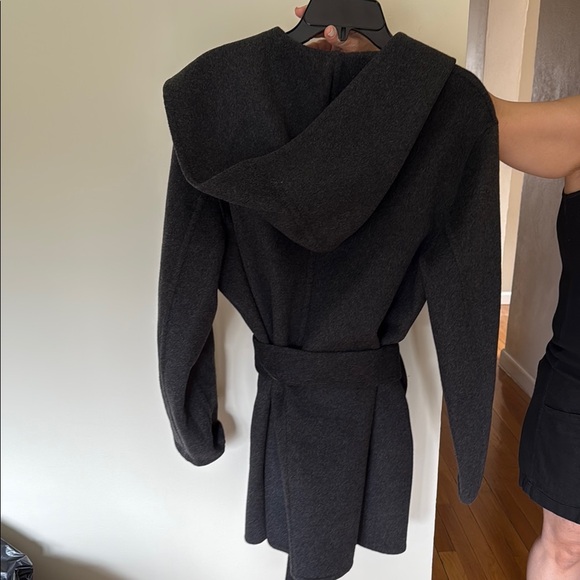 Vince wool wrap coat  with Tie Belt& hood - Picture 2 of 2